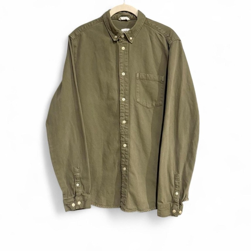 Zara Olive Green Button Up Shirt Size M - NWOT